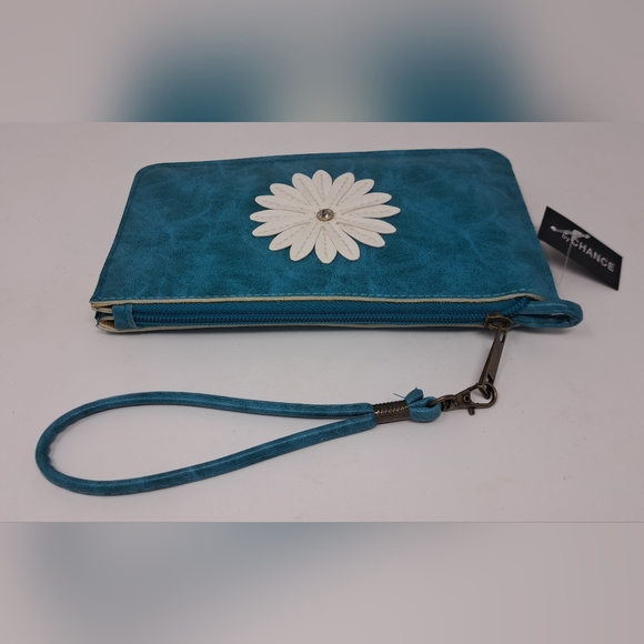 Vintage Wallet With Strap Purse Satchel Floral Flowers 80s 90s Transparent Back - Picture 2 of 10
